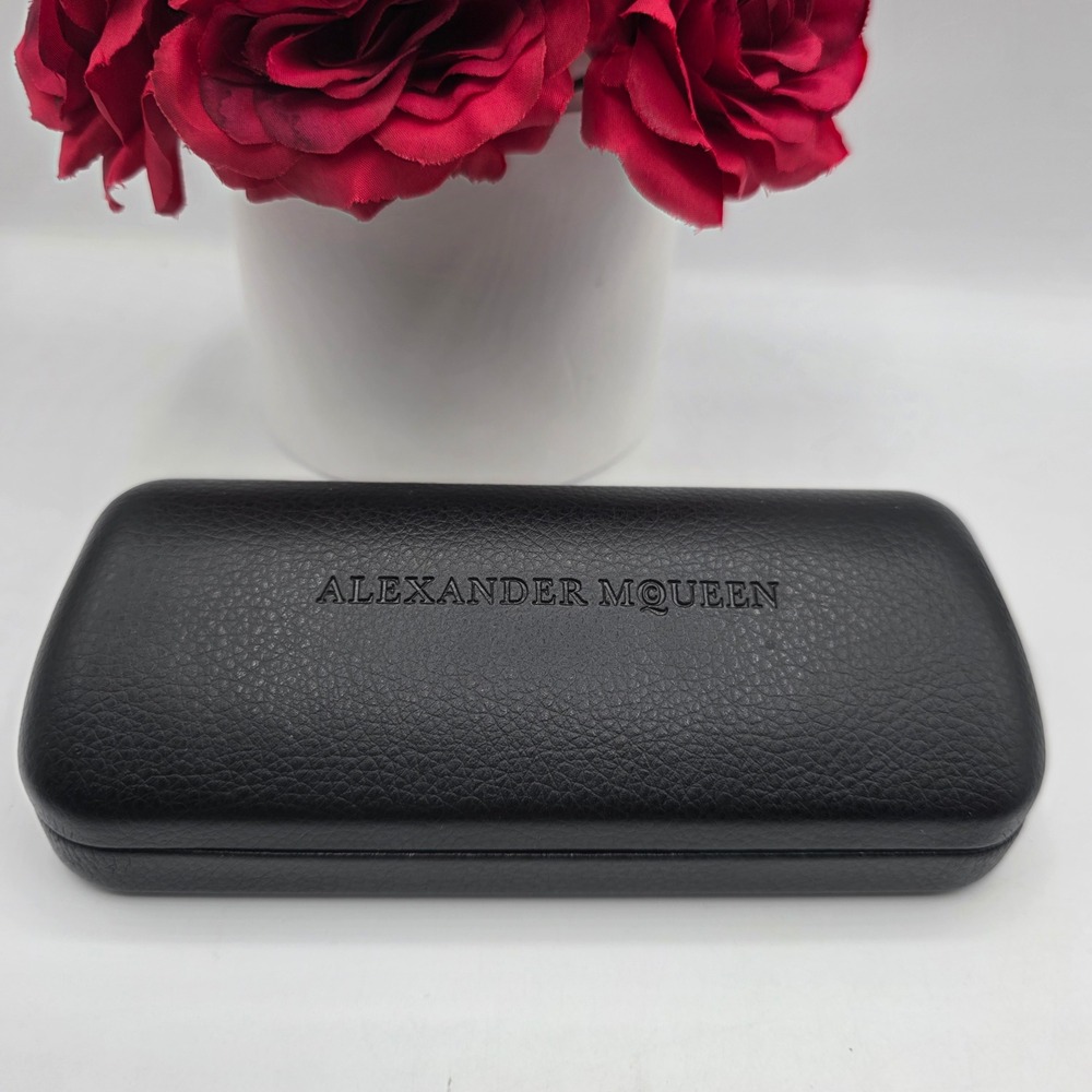 Alexander McQueen Black Pebbled Hard Shell Eyewear Case Sunglasses Optical Case